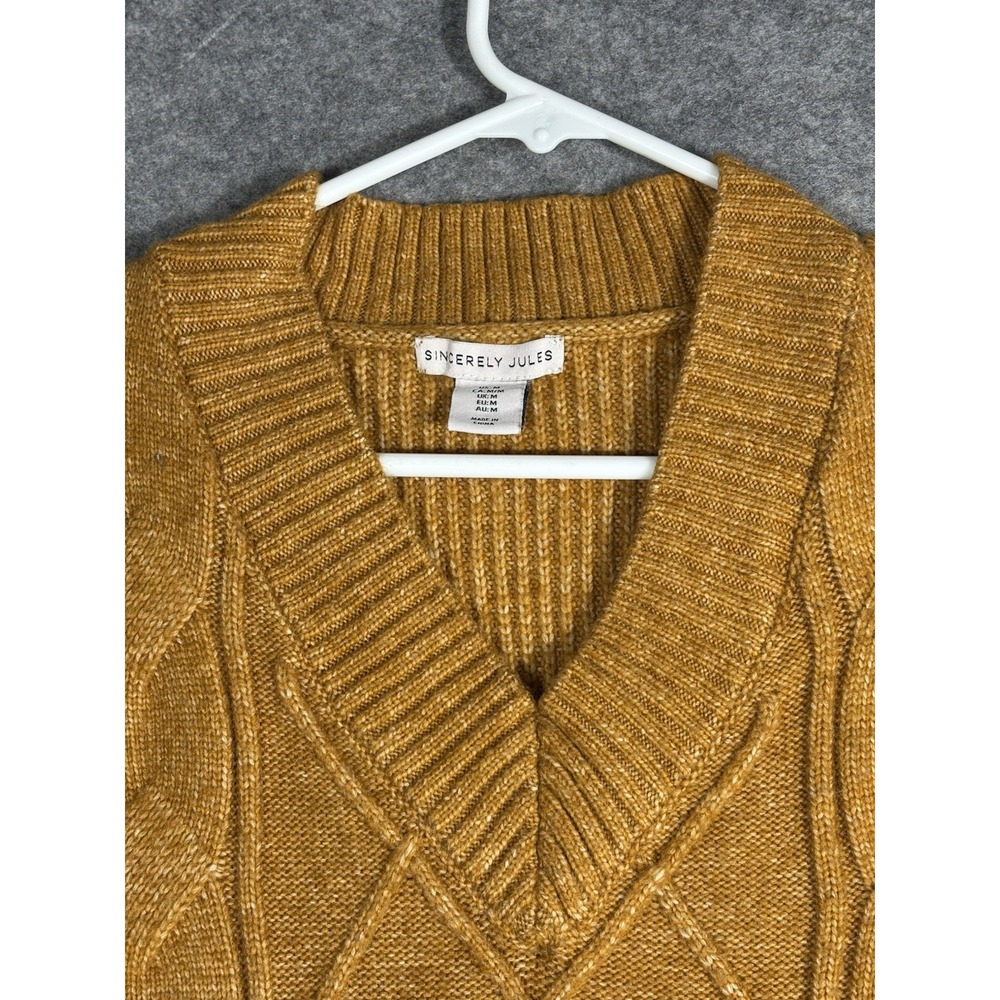 SINCERELY JULES‎ Cropped Boxy Cable Knit Sweater Vest Sz M Academia - Picture 2 of 8